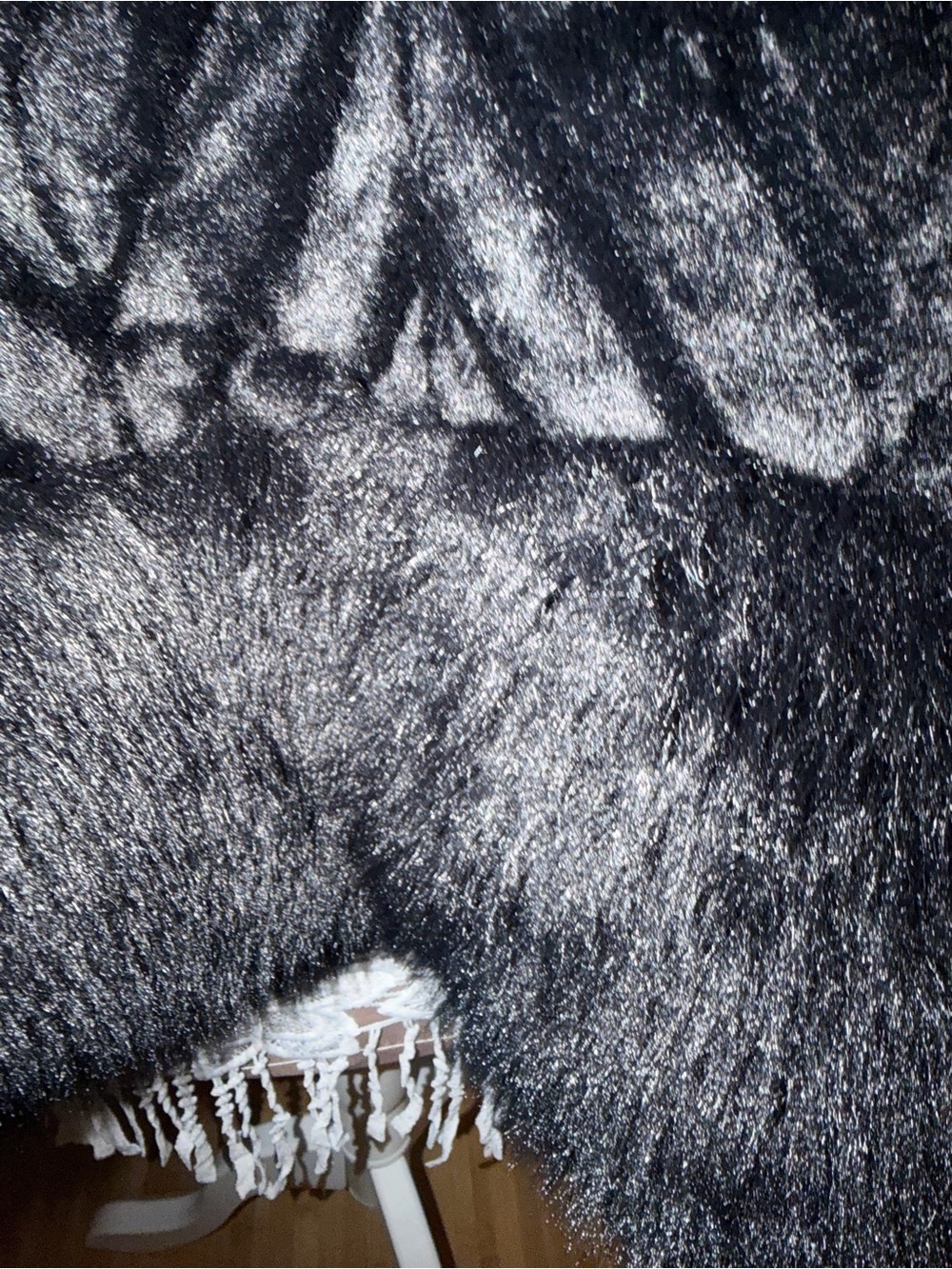 Nina Leonard Black Faux Fur Chevron-Textured Women's Sweater Jacket - Picture 8 of 10